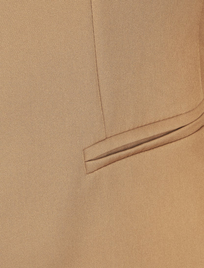 Blazer uni à revers imprimé alphabet - Camel - 3