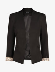 Blazer uni à revers imprimé alphabet - Noir - 4