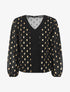 Top élastiqué col V motif irisé - Noir - 6