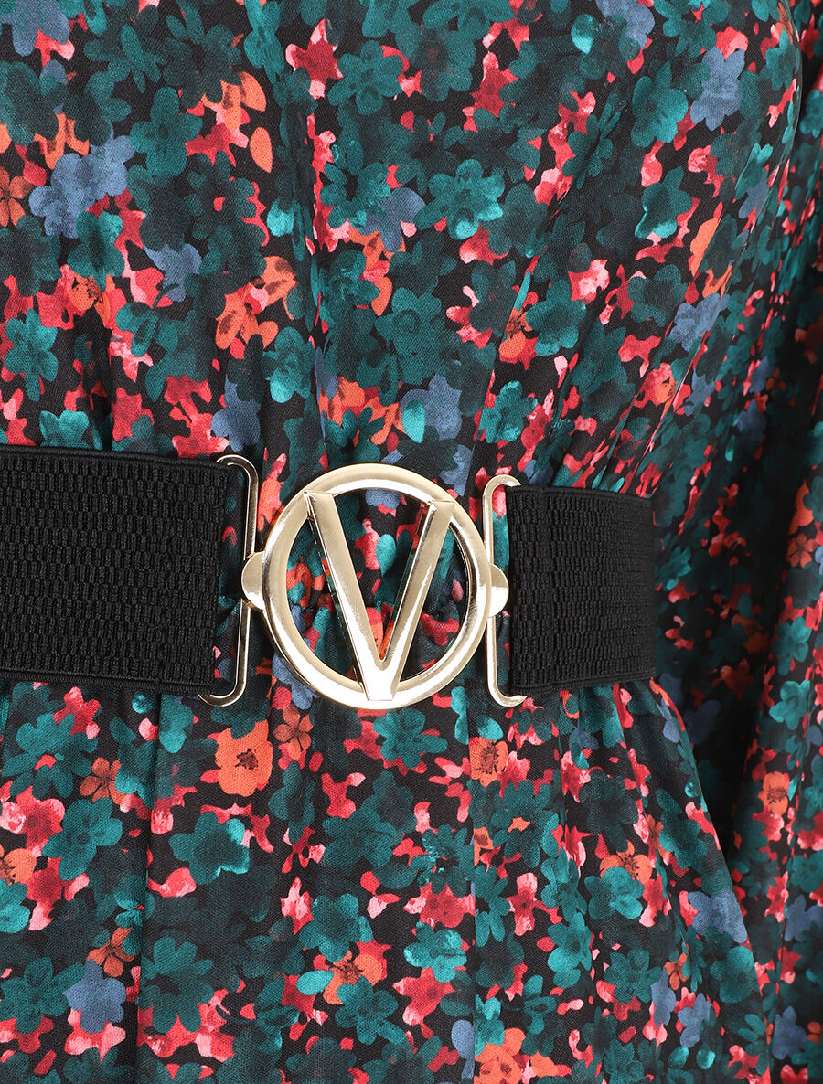 Robe mi-longue évasée imprimé fleuri - Vert - 3