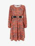 Robe mi-longue évasée imprimé fleuri - Orange - 7