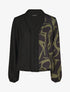 Blouse droite bi-colore et col V - Kaki - 6