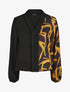 Blouse droite bi-colore et col V - Jaune moutarde - 1