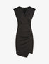 Robe fourreau uni et effet drapé - Noir - 1