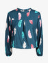 Blouse à imprimé plume - Bleu canard - 1