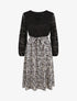 Robe évasée dentelle et imprimé cachemire - Noir - 1