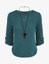 Pull ample à rayures irisées - Bleu canard - 1