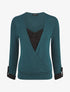 Pull cache-coeur moucheté à noeud - Bleu canard - 1