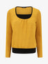 Pull uni à détail irisé - Jaune moutarde - 1