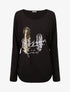 Pull ample motif plumes irisées - Noir - 4