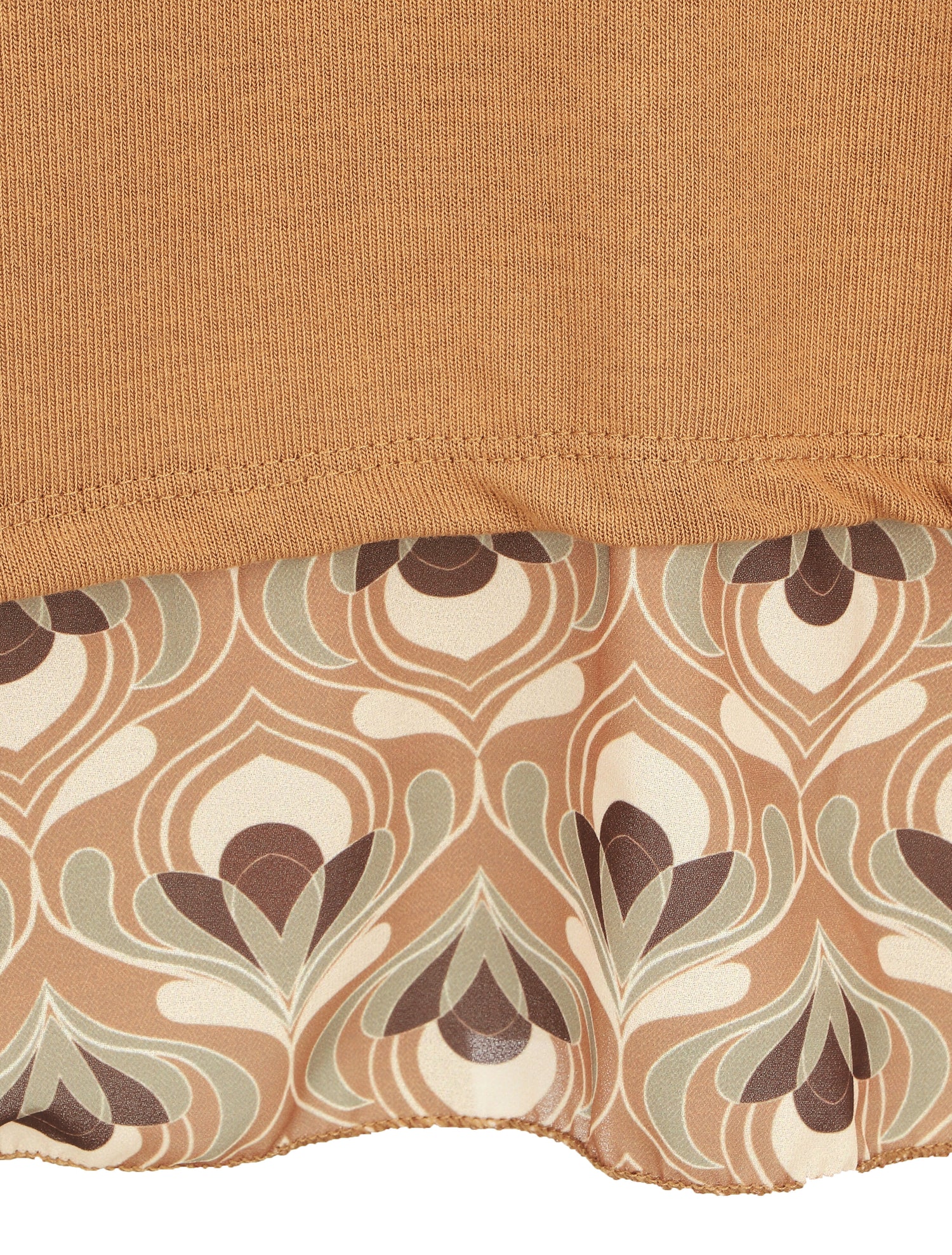 Pull fin bi-matière à imprimé fantaisie - Camel - 3