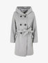Manteau long croisé à capuche - Gris - 7