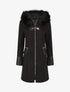 Manteau bi-matière à capuche en fausse fourrure - Noir - 4