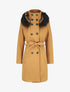 Manteau long capuche à fourrure - Camel - 4