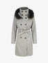Manteau long capuche à fourrure - Gris - 4