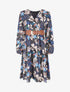 Robe évasée imprimé tropical - Marine - 1