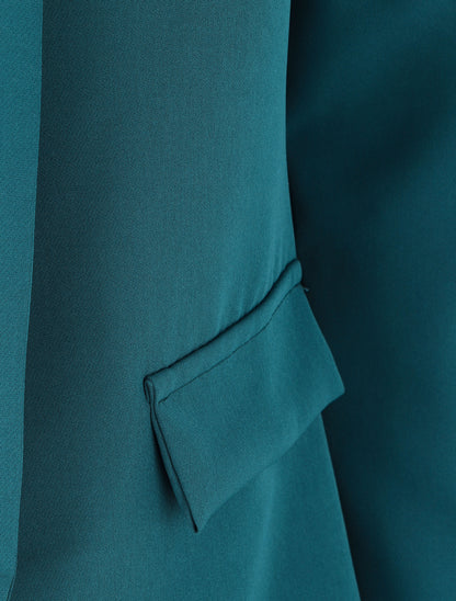 Blazer droit basique uni - Bleu canard - 3