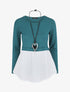 Pull droit à chemise effet superposé - Bleu canard - 4