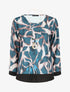 Blouse ample à imprimé graphique - Bleu canard - 1