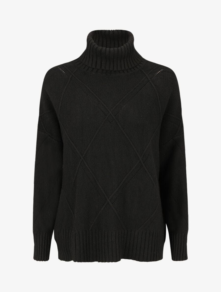 Pull ample col roulé - Noir | Stand-Prive
