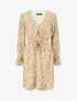 Robe imprimé à col volanté - Beige - 5