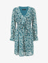 Robe imprimé à col volanté - Bleu canard - 4
