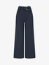 Pantalon droit taille haute ceinture fantaisie - Marine - 1