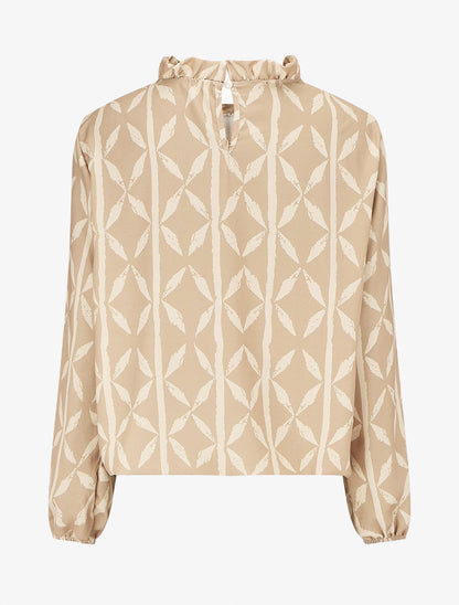 Top ample imprimé graphique - Beige - 2