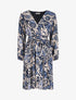 Robe mi-longue fleuri coupe évasée - Marine - 1