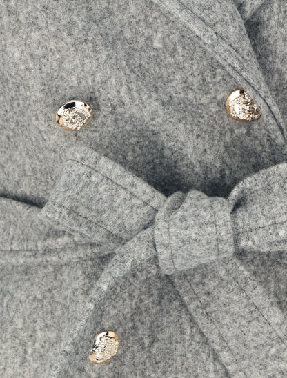 Manteau long à boutons décoratifs au dos - Gris - 3