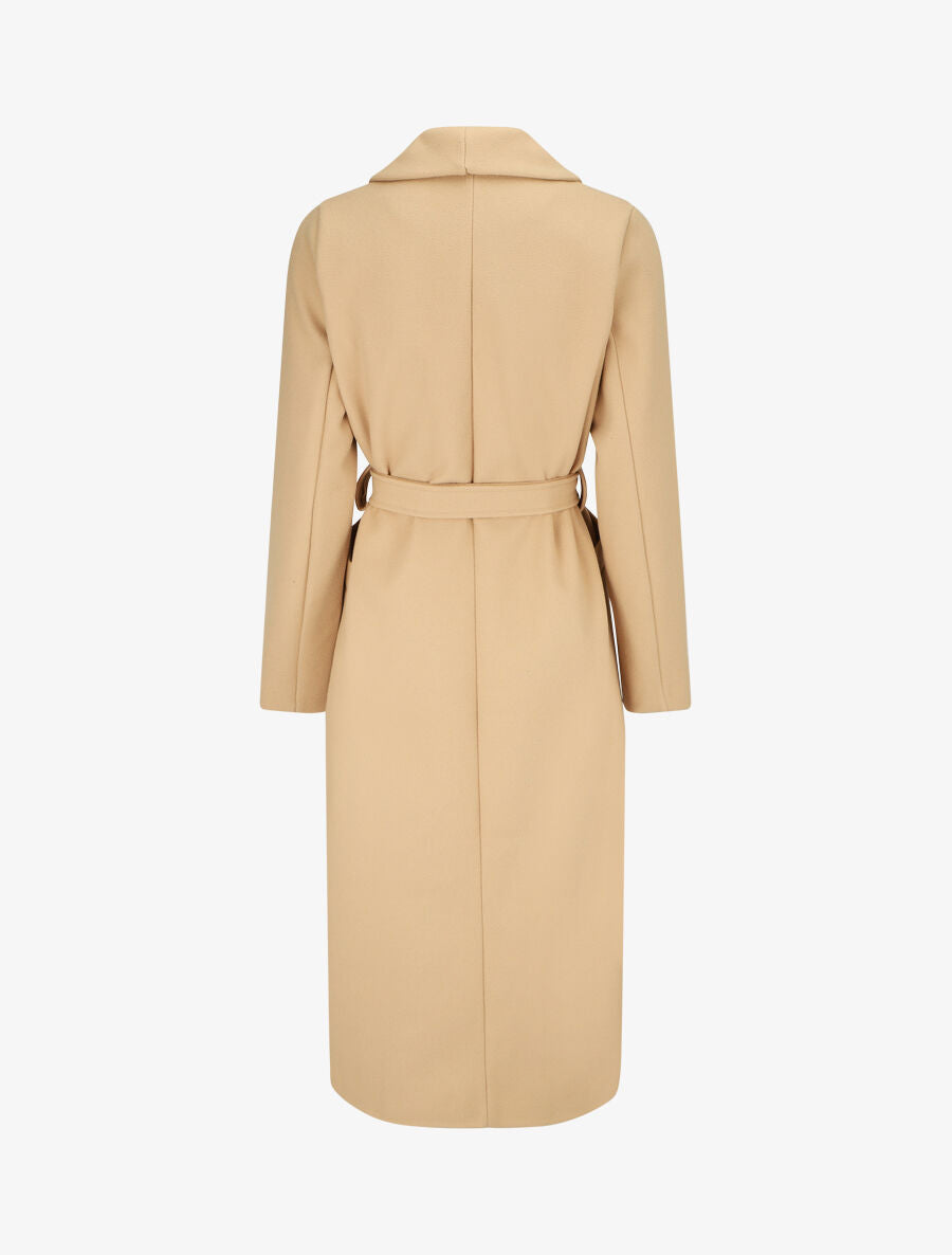 Manteau long uni ceinturé - Beige - 2