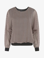 Top imprimé graphique ample col rond - Beige - 1
