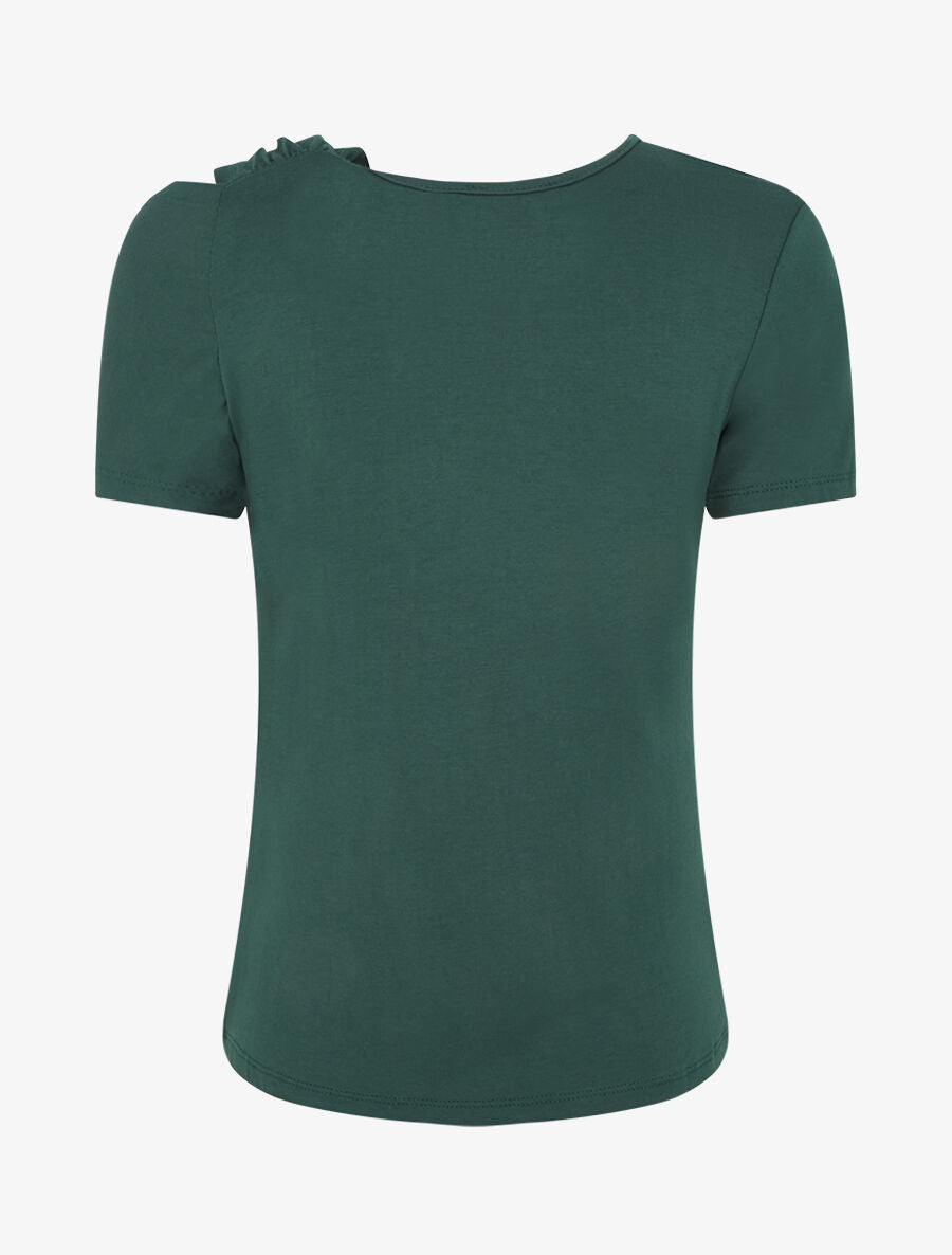 T-shirt à épaule drapée - Vert sapin - 2