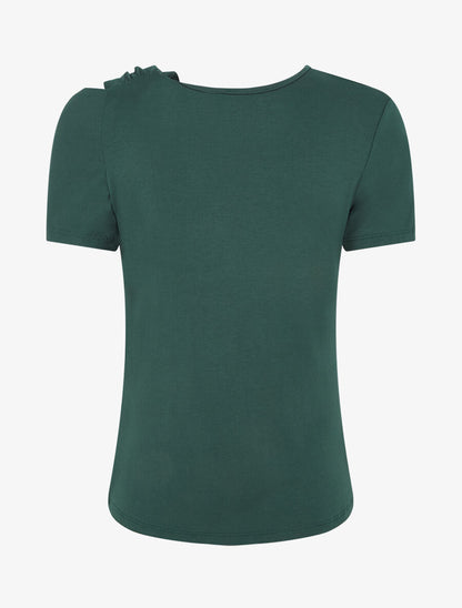 T-shirt à épaule drapée - Vert sapin - 2