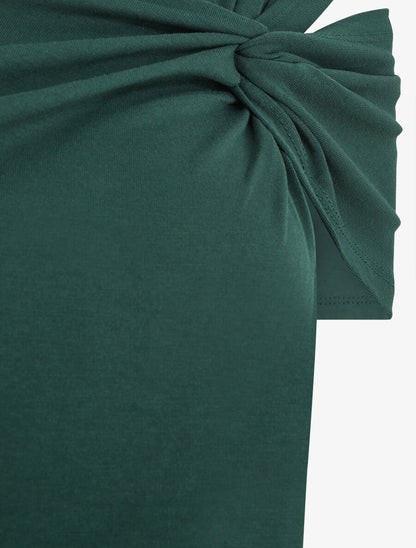 T-shirt à épaule drapée - Vert sapin - 3