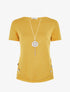 T-shirt à boutons décoratifs - Jaune - 1