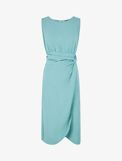 Robe unie sans manches style portefeuille - Vert d&