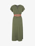 Robe longue unie cache-coeur - Kaki - 1