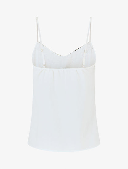 Débardeur droit col V motif ethnique - Blanc - 2