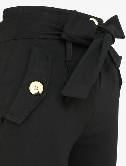 Pantalon 7/8 coupe slim à poches décoratives - Noir - 3