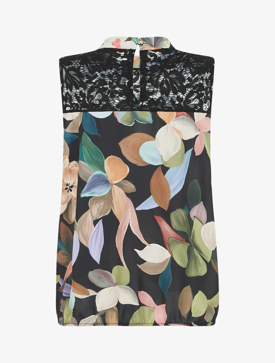 Top dentelle à imprimé fleuri - Noir - 2
