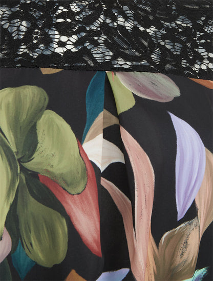 Top dentelle à imprimé fleuri - Noir - 3