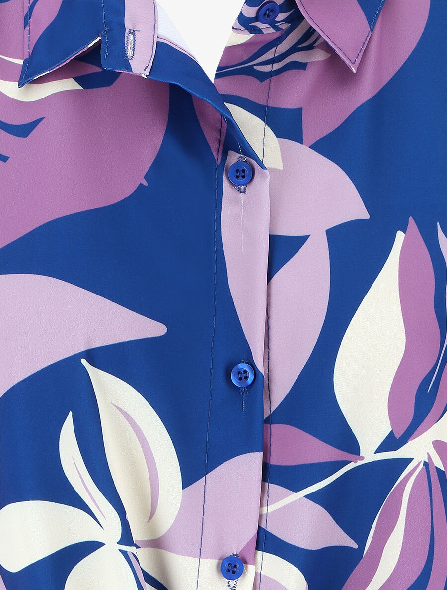 Chemise sans manches à noeud imprimé floral - Bleu/lilas - 3