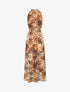 Robe longue en voile imprimé feuillages - Taupe - 4
