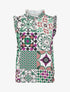 Top satiné sans manches motif patchwork et volants - Vert/violet - 4