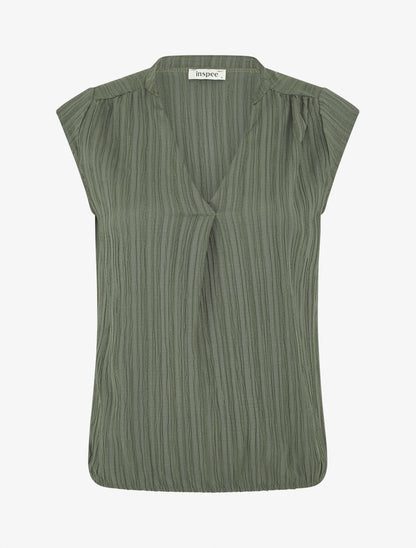 Top uni sans manches texturé - Kaki - 1