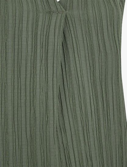 Top uni sans manches texturé - Kaki - 3