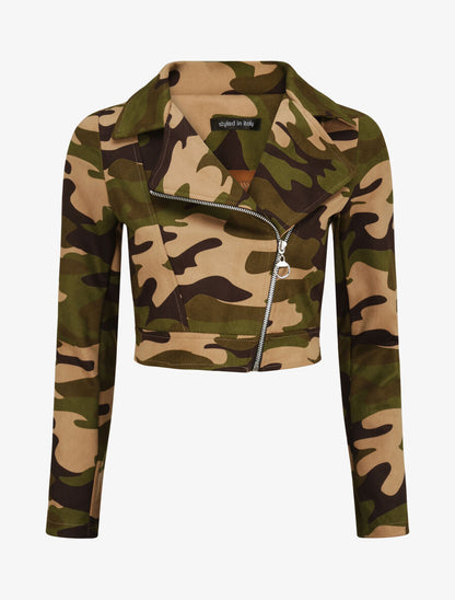 Crop veste imprimé militaire - Vert - 3