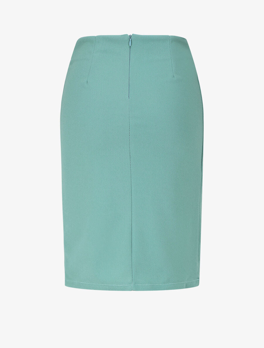 Jupe mi-longue portefeuille - Turquoise - 2