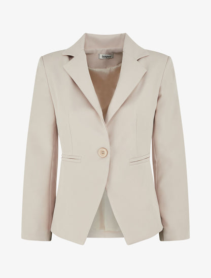Veste mi-longue à poches décoratives - Beige - 1